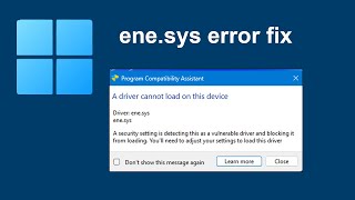 A driver cannot load on this device enesys  Windows 11 [upl. by Khai]