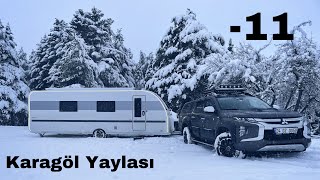 Karavan ile keşifler Sağlam Kar kampı  11 derece  Karagöl Yaylası [upl. by Serene]