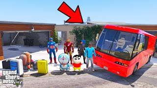 Franklin And Shinchan Start A New Road Trip With Luxury Bus From Los Santos To Beach In GTA V [upl. by Odareg]