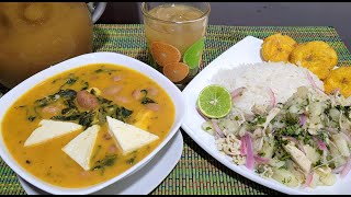 ALMUERZO Ecuatoriano 🇪🇨Completo Sopa de frejol tierno con acelga Picante de pollo y Jugo Naranjilla [upl. by Jaco]