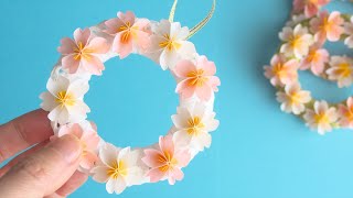 紙で作る桜の花のミニリースの作り方🌸  DIY How to Make Paper Cherry Blossom Wreath [upl. by Sirahs]