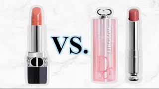 Dior Addict Lip Glow Balm Rosewood vs Dior Rouge Lip Balm Satin Chérie 525 [upl. by Broeder]