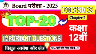 Physics Class 12 Chapter 1 Important Questions  वैद्युत आवेश तथा क्षेत्र  Board Exam 2025 [upl. by Hali158]