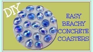 DIY EASY Beachy Concrete Coasters Another Coaster Friday Craft Klatch Concrete Crafting Series [upl. by Hadleigh]