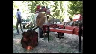 WoodMizer Lt 35 Manual Mill Safety Video Log Rolling Off Mill Near Miss [upl. by Amalberga]