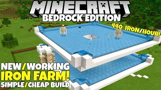 Minecraft Bedrock Upgradable IRON FARM SimpleWorking 440 IronHour 121 Update Tutorial [upl. by Harlamert]