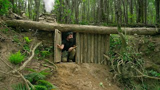 Building Underground amp Warm Survival Shelter  Burger for dinner [upl. by Ardisj752]