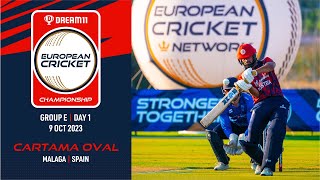 🔴 Dream11 European Cricket Championship 2023  Group E  Day 1  T10 Live European Cricket [upl. by Ihculo846]