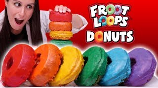 DIY GIANT MINI FROOT LOOP DONUTS 🍓🍊🍋🍏🍇 [upl. by Averat422]