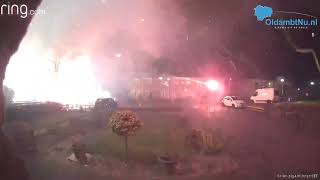 Vuurwerk explosie in Midwolda vastgelegd op camera [upl. by Adali390]