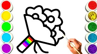 Flower bouquet 💐 Easy Drawing with Acrylic paints for children [upl. by Sseb344]