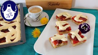 Rhabarber  Apfel  Schnitten mit Puddingcreme sooo lecker  Blechkuchen saftig und cremig [upl. by Dyrrej660]