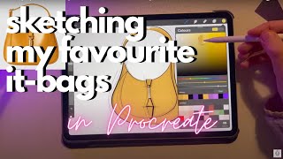 Sketching My Favourite itBags In Procreate  Real Time Drawing  Fashion Illustration Art [upl. by Vivianne83]