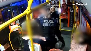 INTERWENCJA POLICJI w Jeleniej Górze Nagranie z monitoringu autobusu [upl. by Ahsemed906]