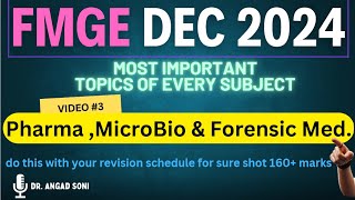 3 Pharmacology MicroBiology amp FMT IMPORTANT Topics for FMGE Dec2024 fmge mci exam fmge2024 [upl. by Nnairet]