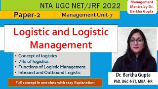 Logistic Management 7R of logistics Functions Of Logistic Inbound and Outbound logistics [upl. by Noivert]