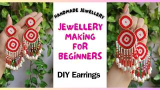 Diy Earrings💎🤍✨🤌 handmade Earrings at home diy viral trending art craft DIY Navratri earcuff😱 [upl. by Malone]