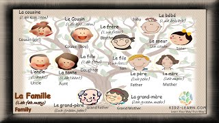 Learn French  La Famille Family  Vocabulary for Family members [upl. by Aonehc]