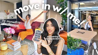 MOVING OUT ALONE INTO MY DREAM APARTMENT  apartment tour moving qampa decorating  haul [upl. by Ybrek]