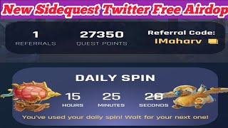 sidequest New Twitter Free Airdop  200 to 500 free Earning  task Completed and joining process [upl. by Quenby779]