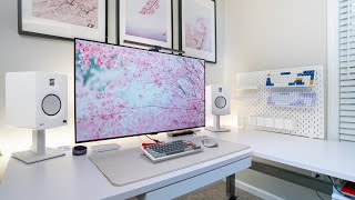 ULTIMATE Minimal White Desk Setup [upl. by Raskin]