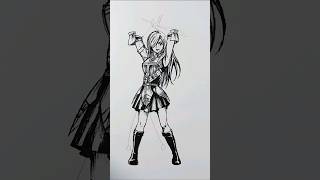 Draw stickgirl Erza Fairy Tail drawing shorts anime [upl. by Ohploda925]