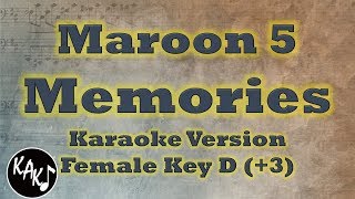 Maroon 5  Memories Karaoke Instrumental Lyrics Cover Female Key D [upl. by Dwane291]