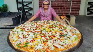 BIG PANEER MAKHNI PIZZA  Giant Pizza  Pizza Recipe  Biggest Pizza  By Grandma  Veg Village food [upl. by Rorry791]