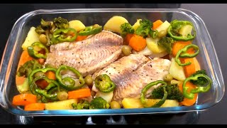 PEIXE NO FORNO COM LEGUMES MUITO FÁCIL [upl. by Fawn563]