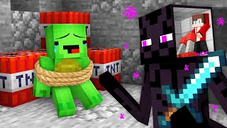 JJ Control Enderman MIND to KIDNAP Mikey in Minecraft Maizen [upl. by Zusman]