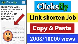 Clicksfly bangla  Link shorten job  Copy paste job  Online income 2022  online income bd [upl. by Behah]