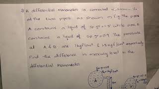 10 Manometer Problem3 Differential manometer explained in simple stepsKTU FMModule 1class 10 [upl. by Koloski]