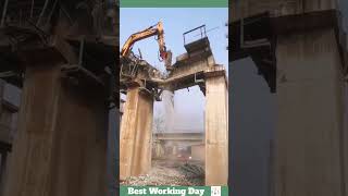 Best working day 1755 The process of demolishing a bridge with an excavator [upl. by Ahgem21]