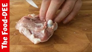 Easy way to debone a chicken thigh  a quothowtoquot tutorial [upl. by Milda]