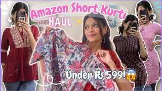 Under Rs599 AMAZON Short KurtiTunic Haul🌸 Perfect for CollegeOffice✨  Neha Baid [upl. by Atinor]