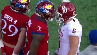 Baker Mayfield Vs Kansas No Handshake Cheap Shot Crotch Grab Cursing And More [upl. by Neersin]