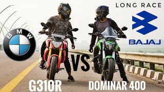 DOMINAR 400 VS BMW G310R Long Race  GPS speed test  who will win [upl. by Marlane]