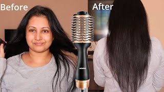 how to use hair dryer brush by AGARO correctly on thin hair  salon blow dry at home  Kaur Tips [upl. by Nikal]