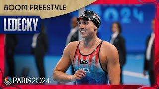 Katie Ledecky takes gold in 800m freestyle for FOURTH STRAIGHT OLYMPICS  Paris Olympics [upl. by Eimam]