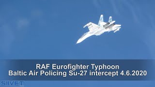 Su27 Intercepted by RAF Eurofighter Typhoons over Baltic Sea 462020 NATO Air Policing Mission [upl. by Eleinad]