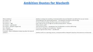 Ambition Quotes for Macbeth [upl. by Fariss]