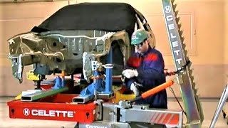 Celette frame machine and MZ jigs tutorial universal jig measuring system collision repair [upl. by Carbo]