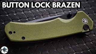 Civivi Brazen Button Lock Folding Knife  Overview and Review [upl. by Nylidnarb127]