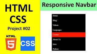 HTML CSS Project 2  Responsive Navigation Bar in HTML amp CSS Navbar [upl. by Wrightson]