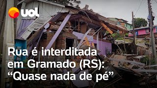 Gramado RS Bairro com rua desabada é isolado Só conseguimos ver destroços quase nada de pé [upl. by Massiw]