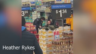 Video shows Rockford Walmart stabbing suspect surrender to security after murder [upl. by Brenk566]