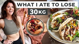 What I Ate In A Day To Lose 30kgs  Calorie Deficit Tips amp How To Still Eat What You Love 🥯🌮🍌 [upl. by Araccat]