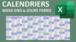 Calendrier Excel avec WeekEnd et jours fériés [upl. by Ecinad]