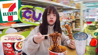 eating ONLY korean convenience store food for 24 hours SOO CHEAP [upl. by Oeflein]