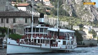 Raddampfer vor Limone Gardasee Riva Lago di Garda Schaufelraddampfer Italia [upl. by Breh23]